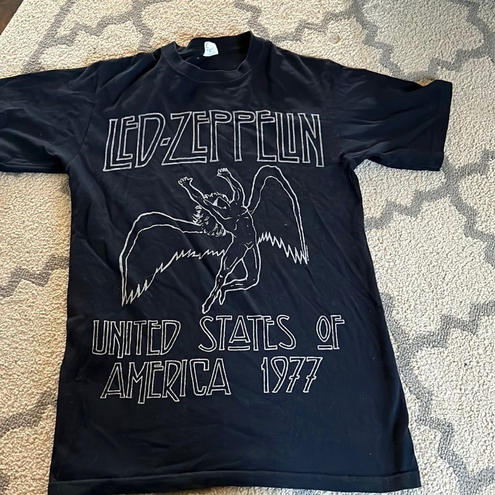 Led Zeppelin 1977 Tour Reprint T-Shirt on Anvil Tag‎ size S EUC